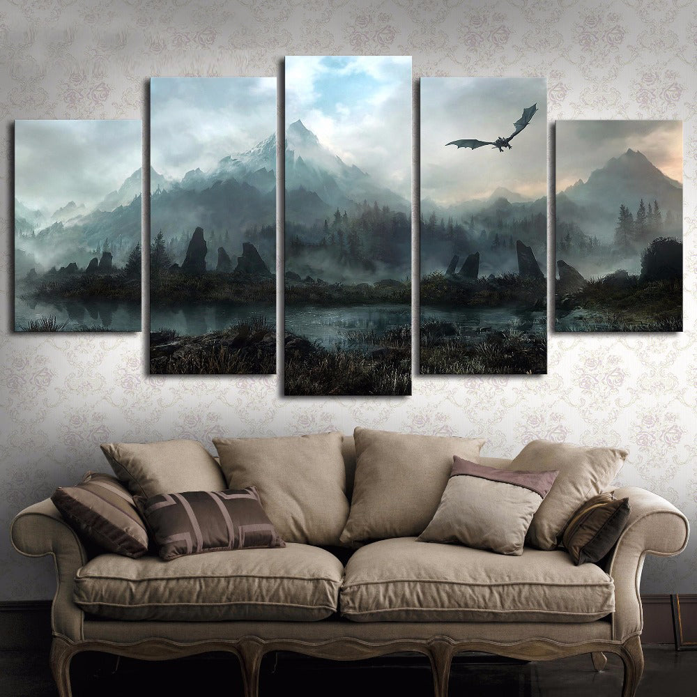 5 Piece  Game of Thrones Dragon  Oil Painting
