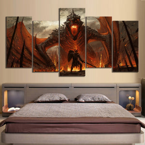 5 Piece HD Game of Thrones Dragon Oil Painting