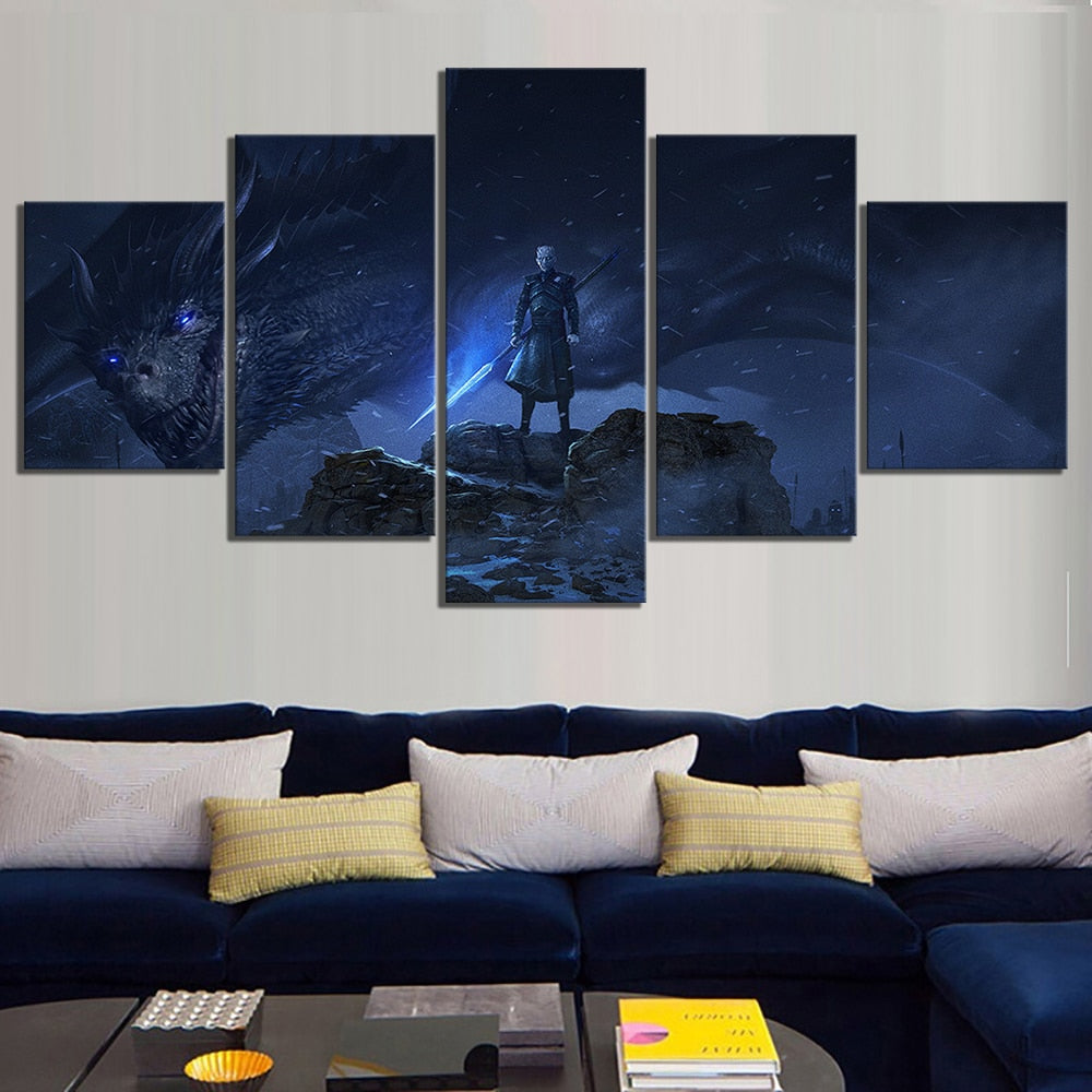 5 Piece Dragon Night King Game of Thrones  Poster