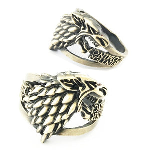 Game of Thrones House Targaryen Fire and Blood House Stark Winter is Coming Metal Ring Jewelry Ornament Cosplay Collection Gift